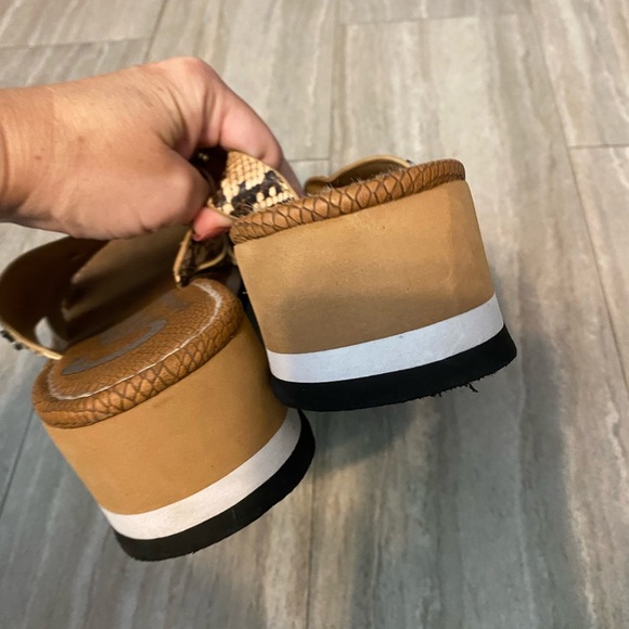 Circus Sam Edelman Burnett Slides Sandal 8 Snakeskin Print Slip On Wedge Brown - Picture 3 of 9